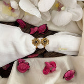 Vriksham Premium AD Stone Toe Rings-Double Flower-Dark Blue Stone-G18499